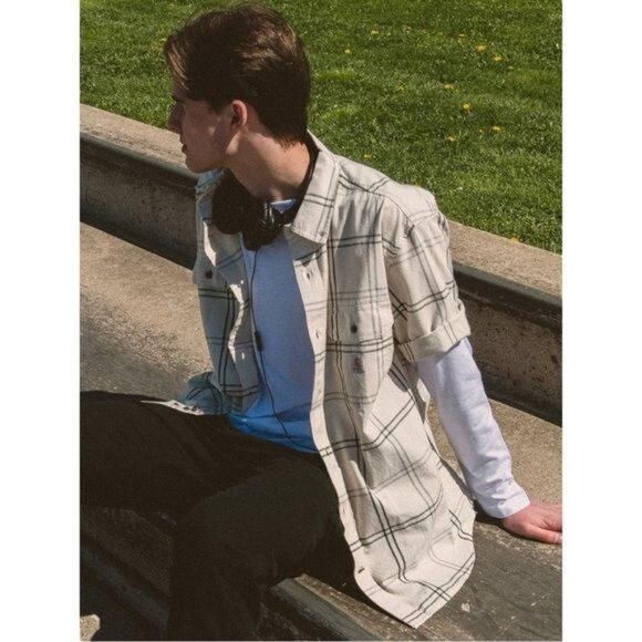 Carhartt Men's Loose Fit Midweight Short-Sleeve Plaid Shirt Size M - Picture 5 of 15